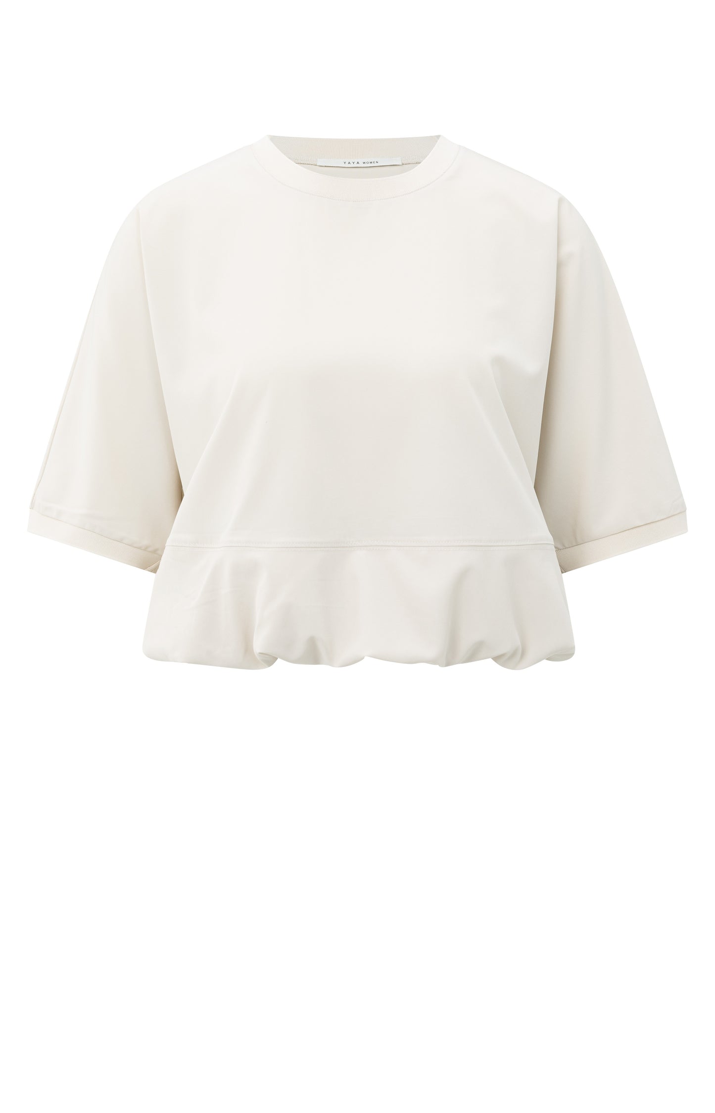 Short sleeve balloon top with, CHALK WHITE