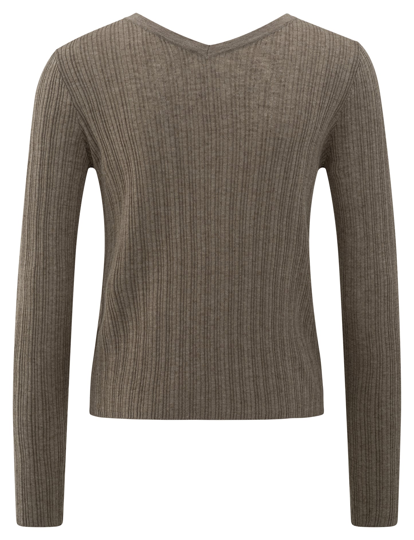 Fein gerippter Strick-Cardigan, GREYISH BROWN MELANGE