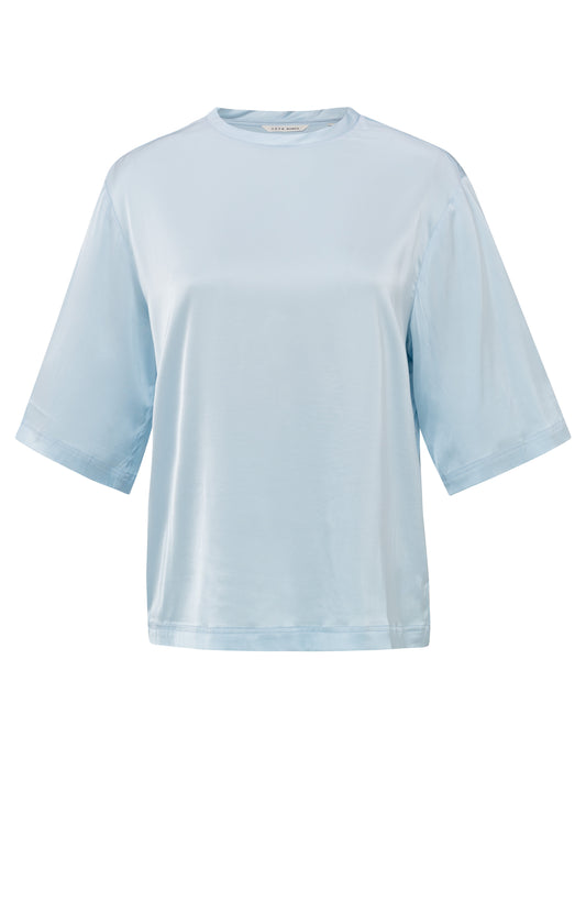 Oversize-T-Shirt aus Satin, GRAY DAWN BLUE