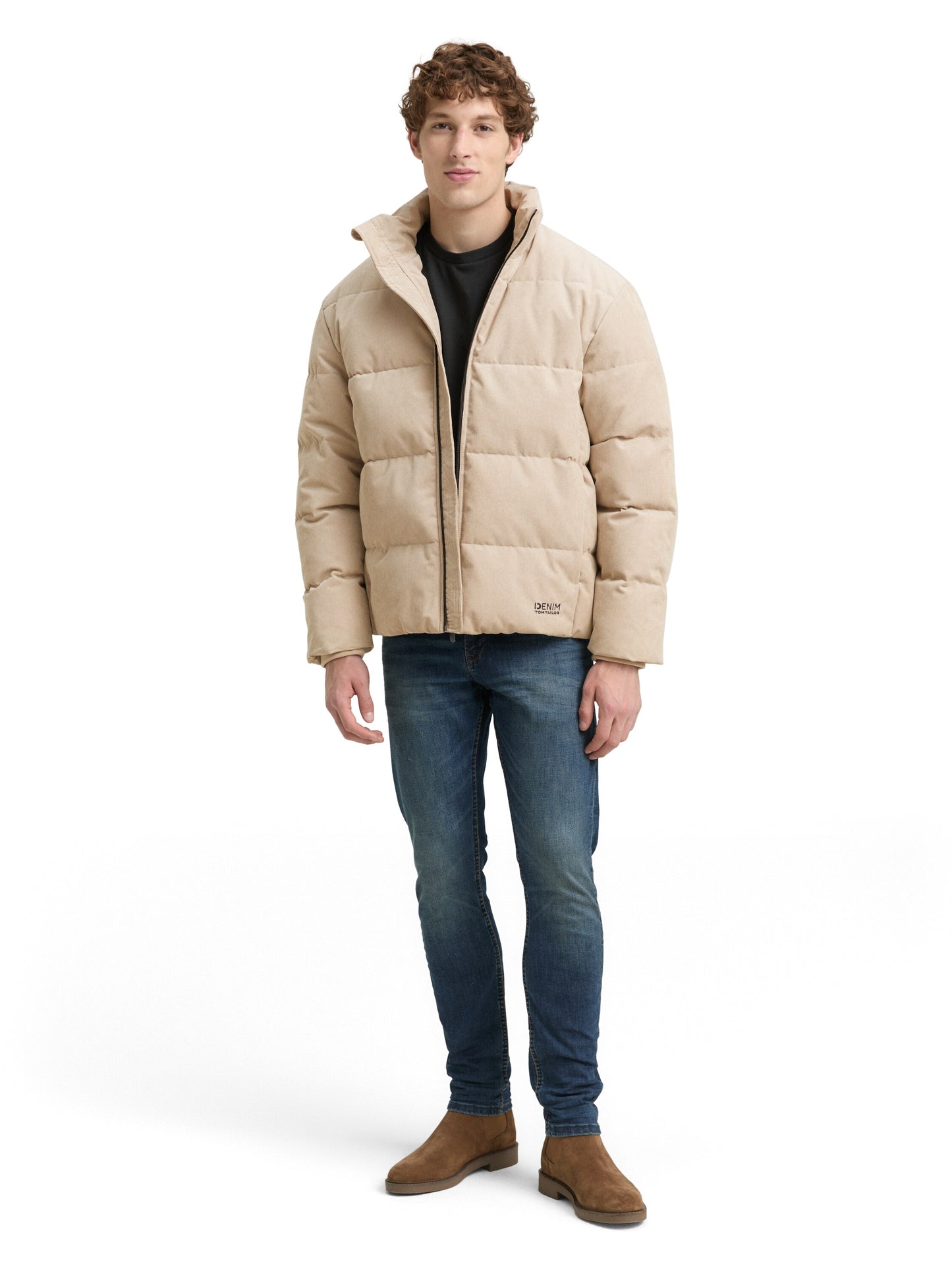 Cord Pufferjacke mit Stehkragen
