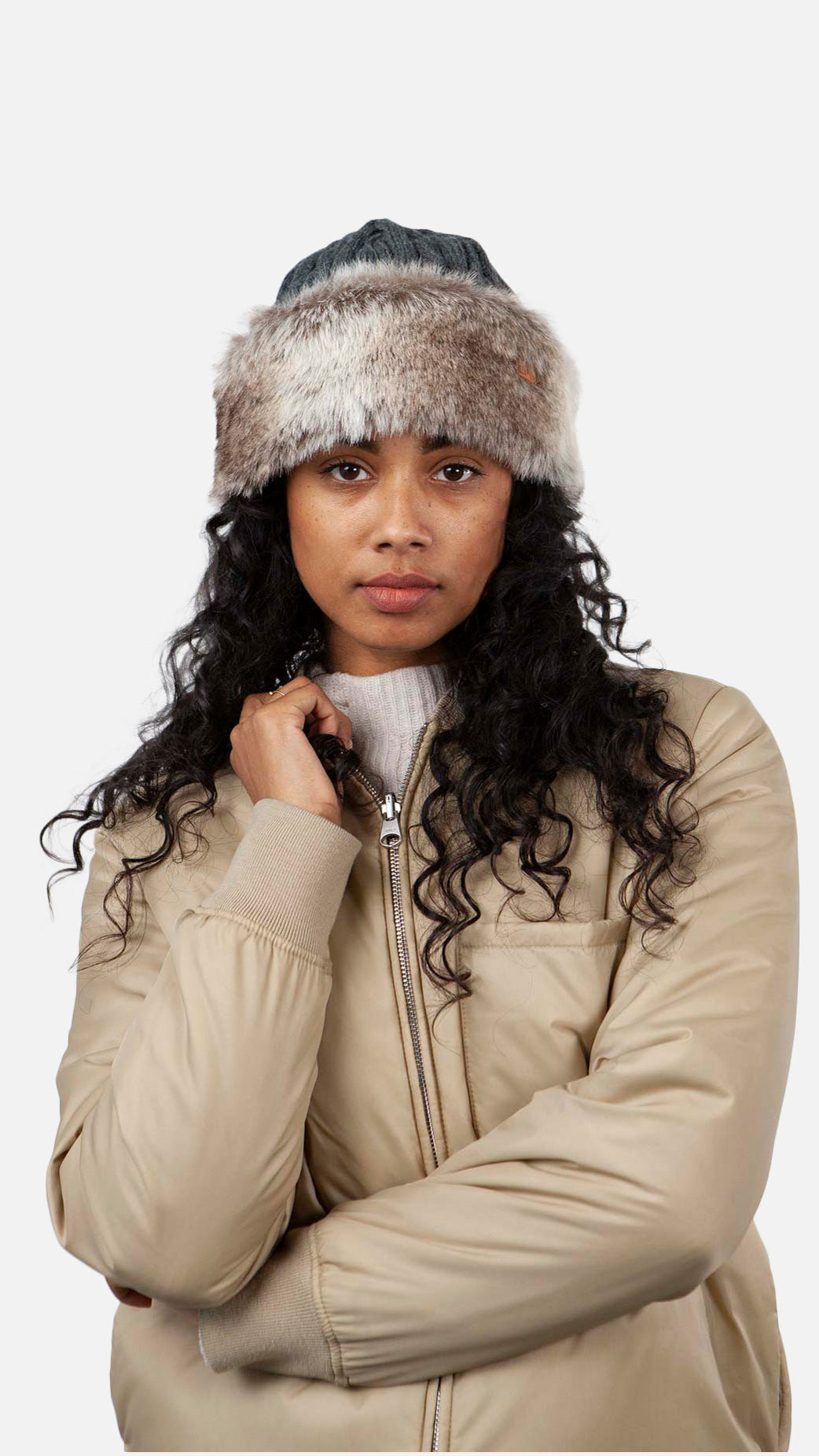 Fur Cable Bandhat, heather brown