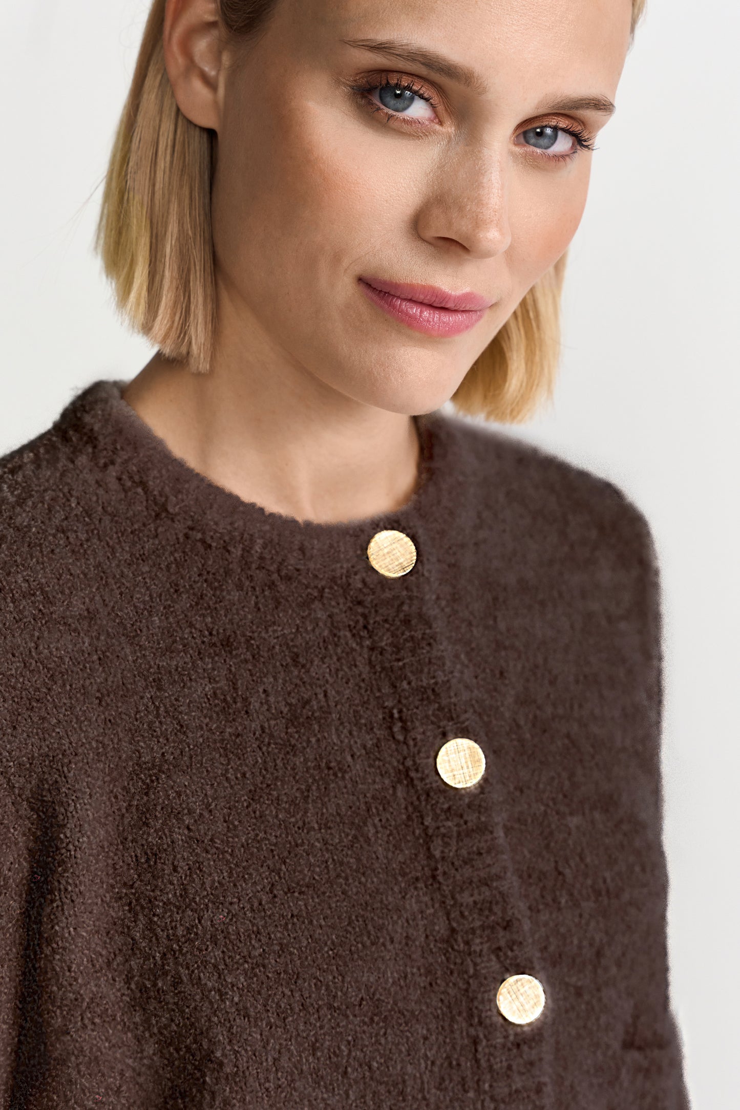 Crew-Neck Cardigan Bouclé