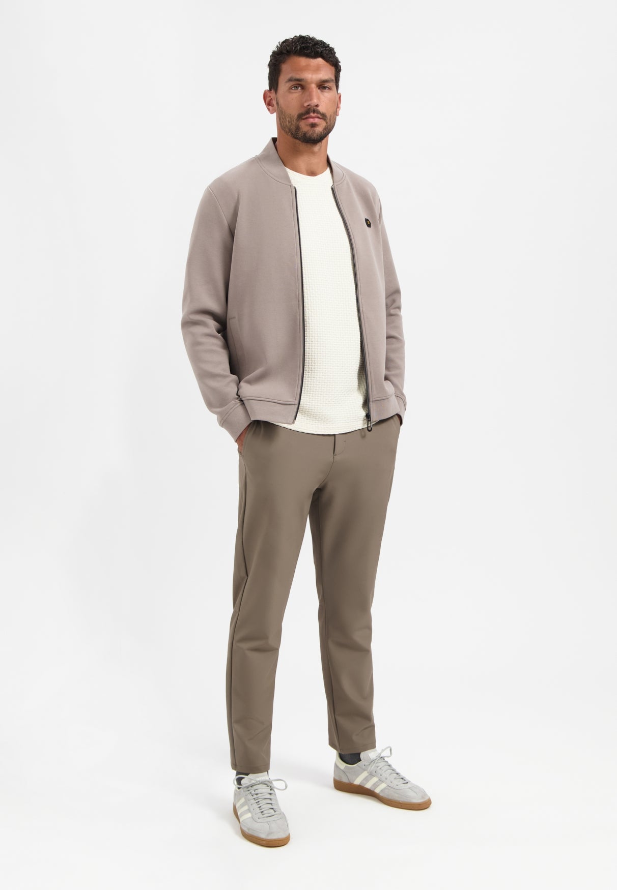 Sweater Full Zipper Pique Bomber