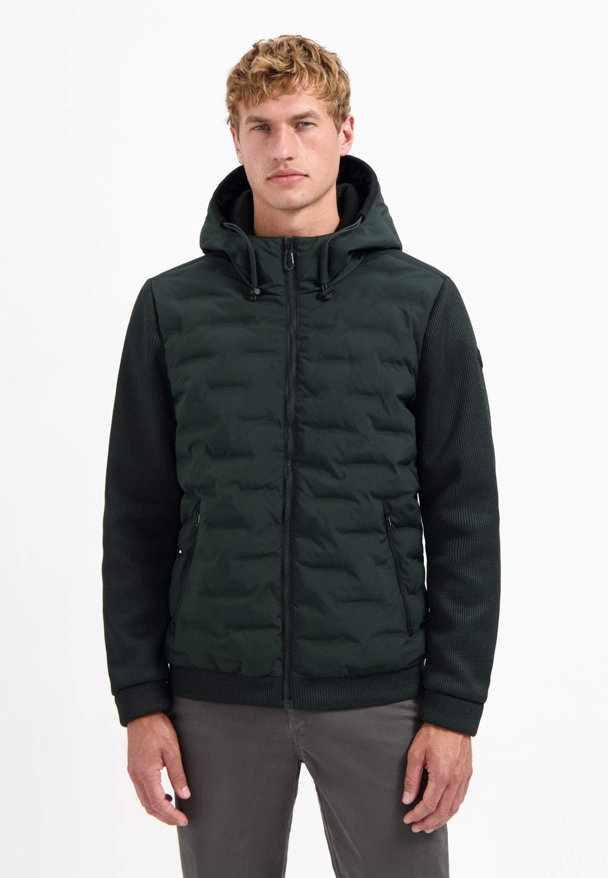 Jacket Short Fit Sealed Hooded Knitted Mix