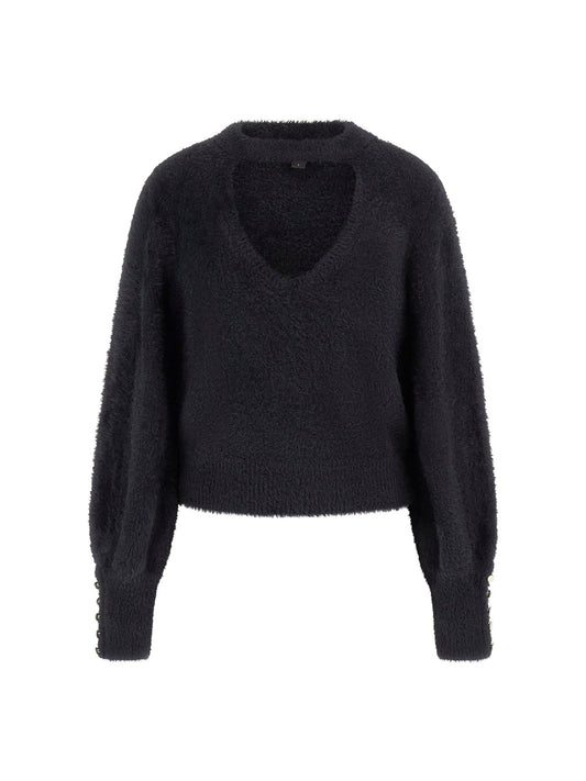 LS MN YUKI FUZ CUT-OUT SWEATER