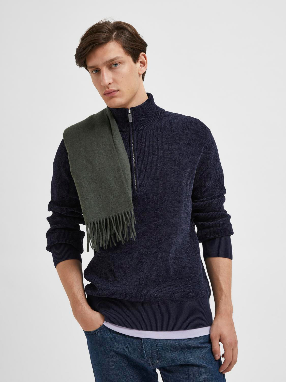 SLHRODNEY LS HIGH NECK HALF ZIP