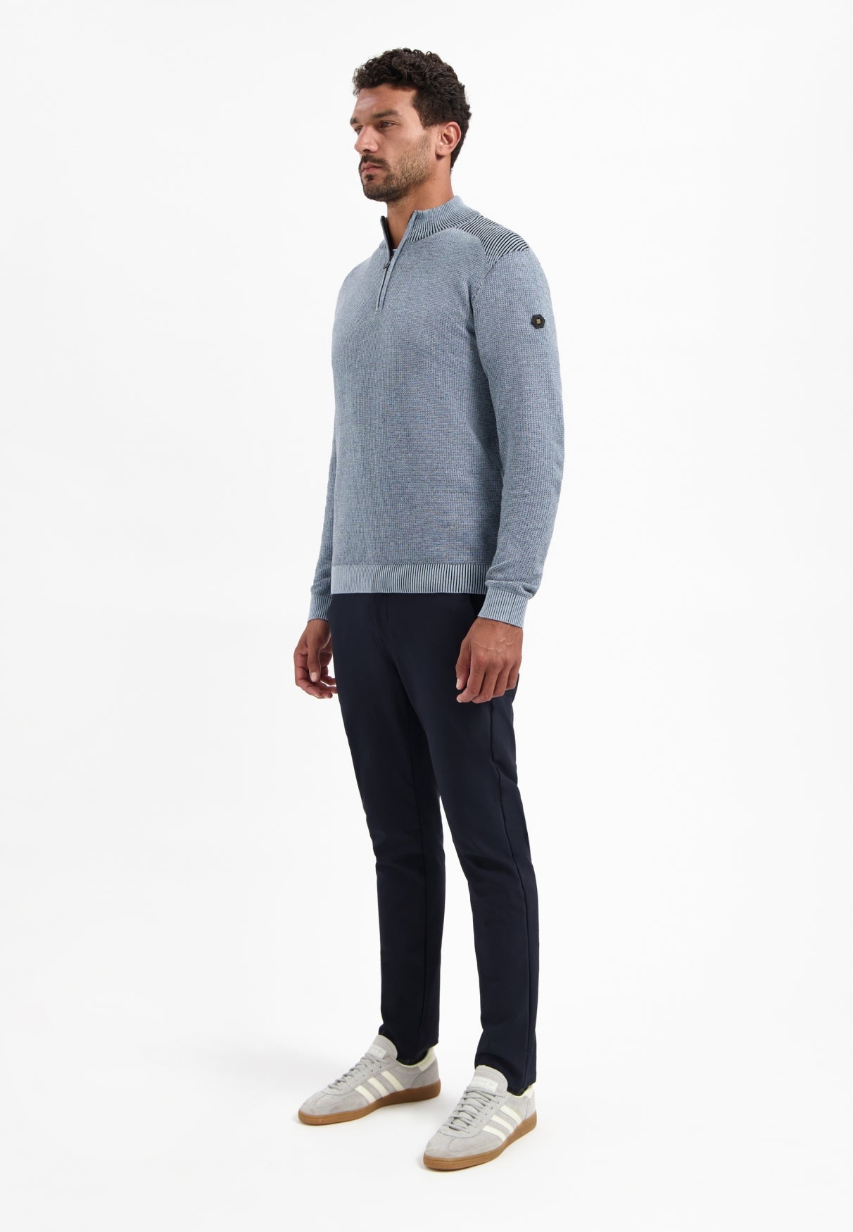Pullover Half Zip Plated Structure Knit