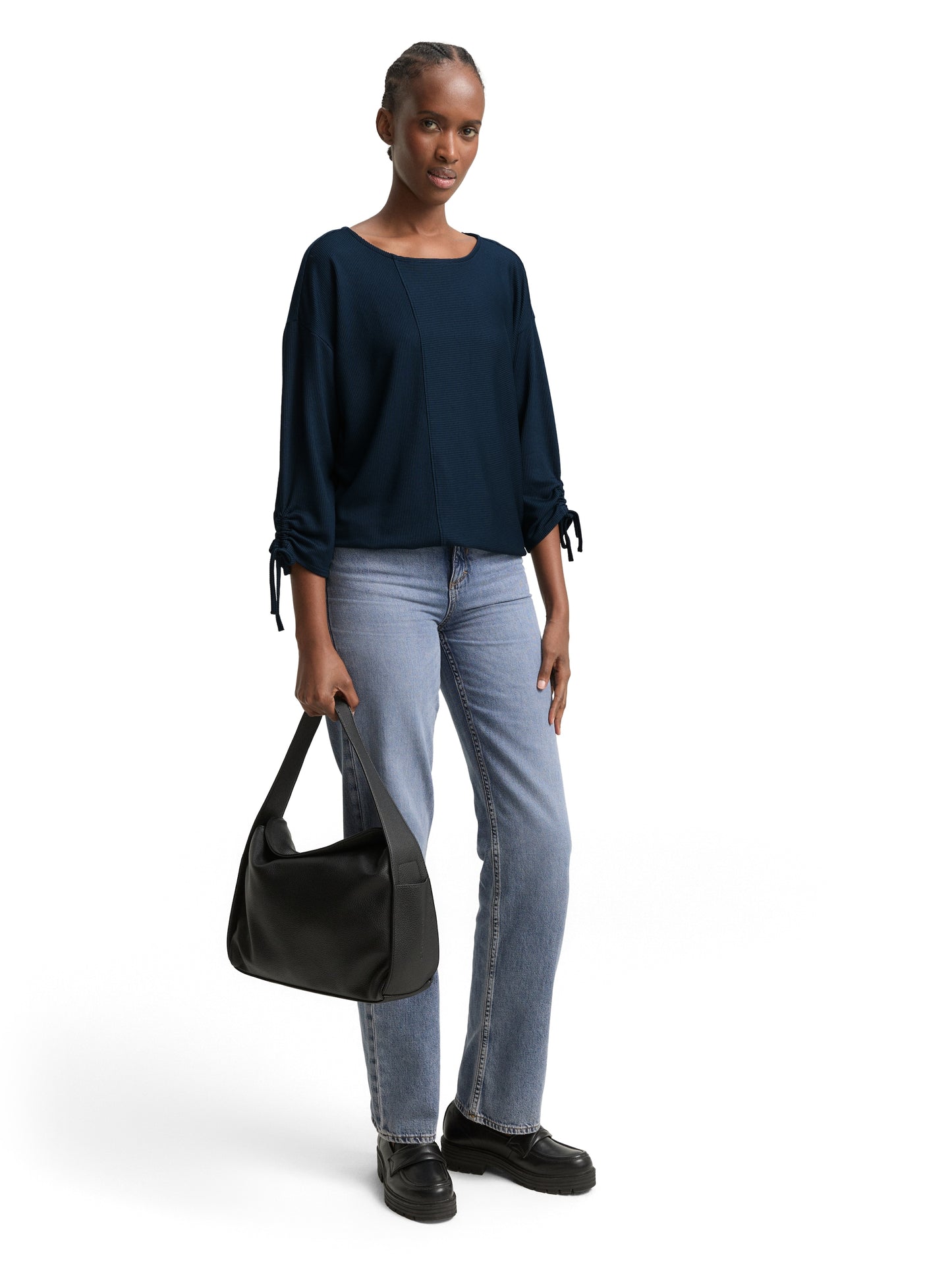Loose Fit Langarmshirt mit Raffärmeln