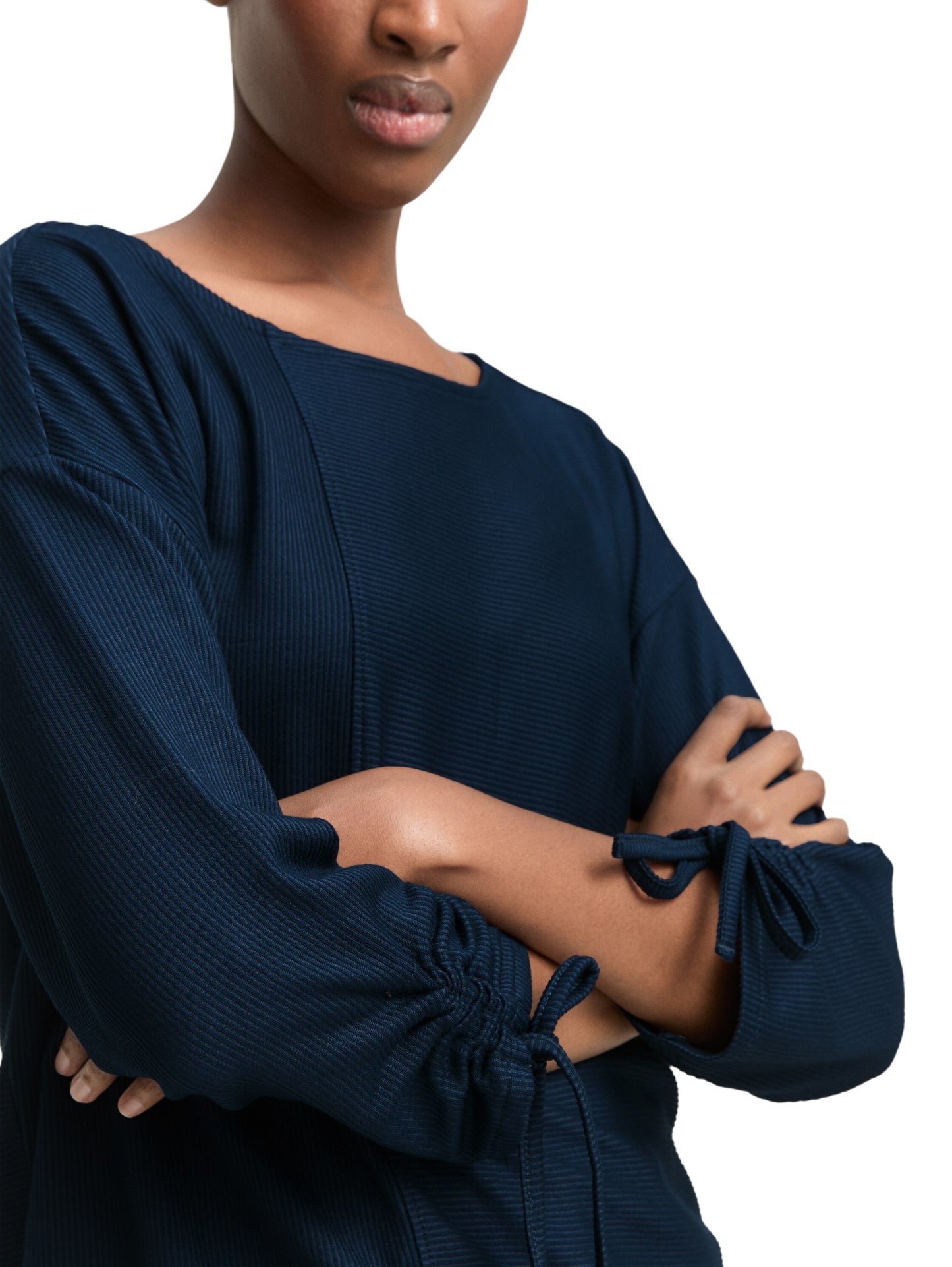 Loose Fit Langarmshirt mit Raffärmeln