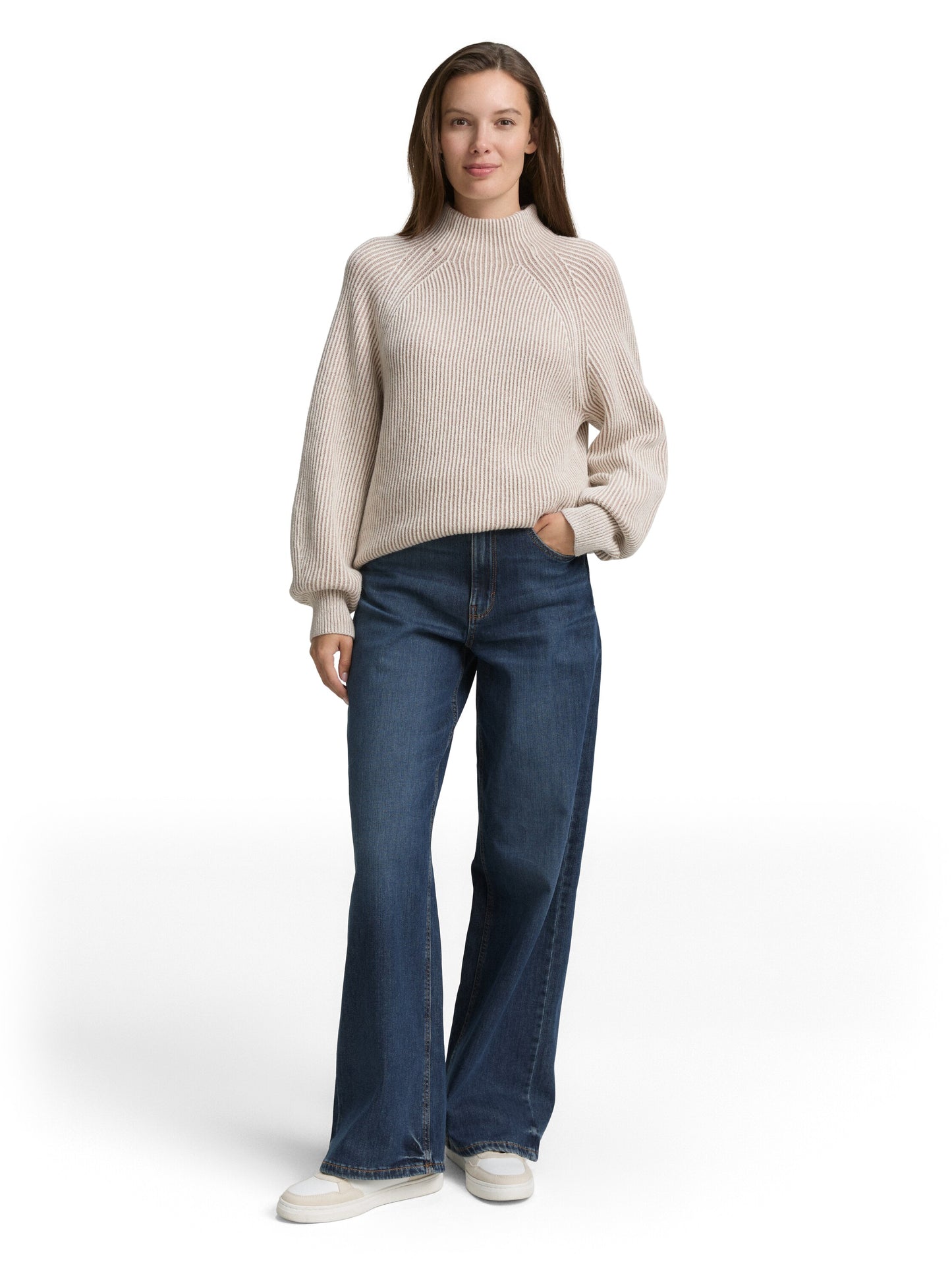 Loose Fit Strickpullover mit Stehkragen