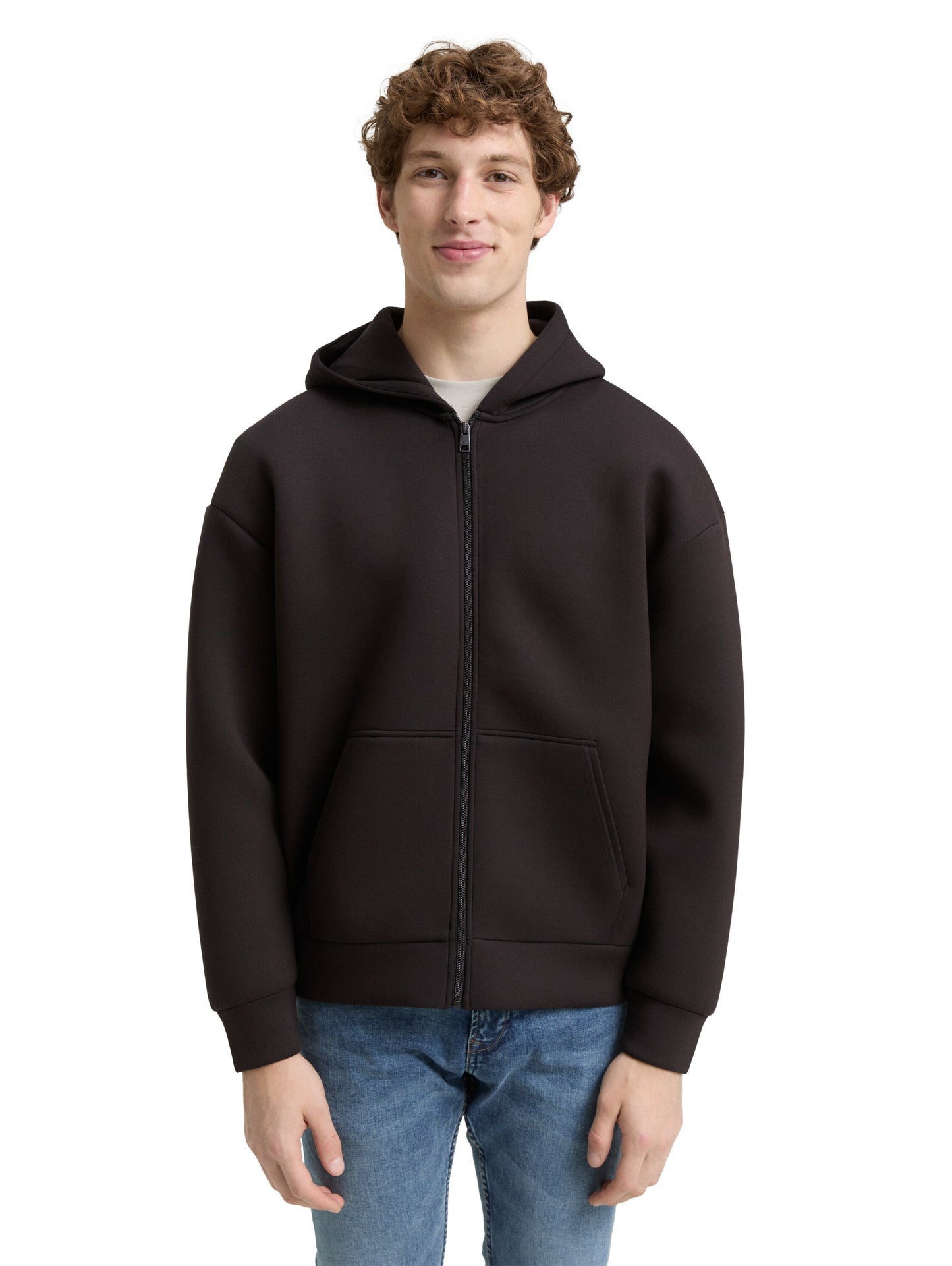 Relaxed Fit Hoodie Sweatjacke aus Scuba