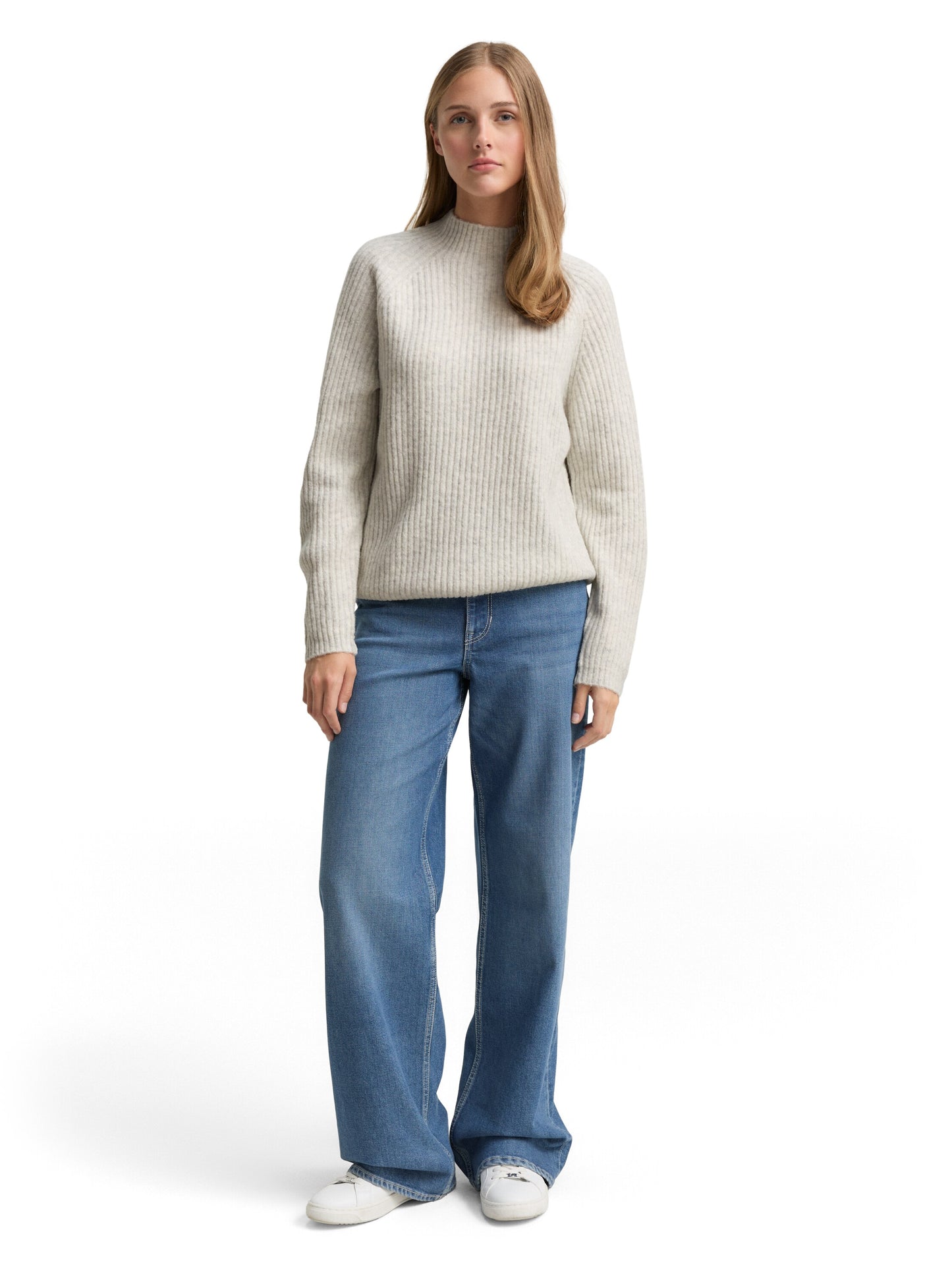 Relaxed Fit Strickpullover mit Stehkragen