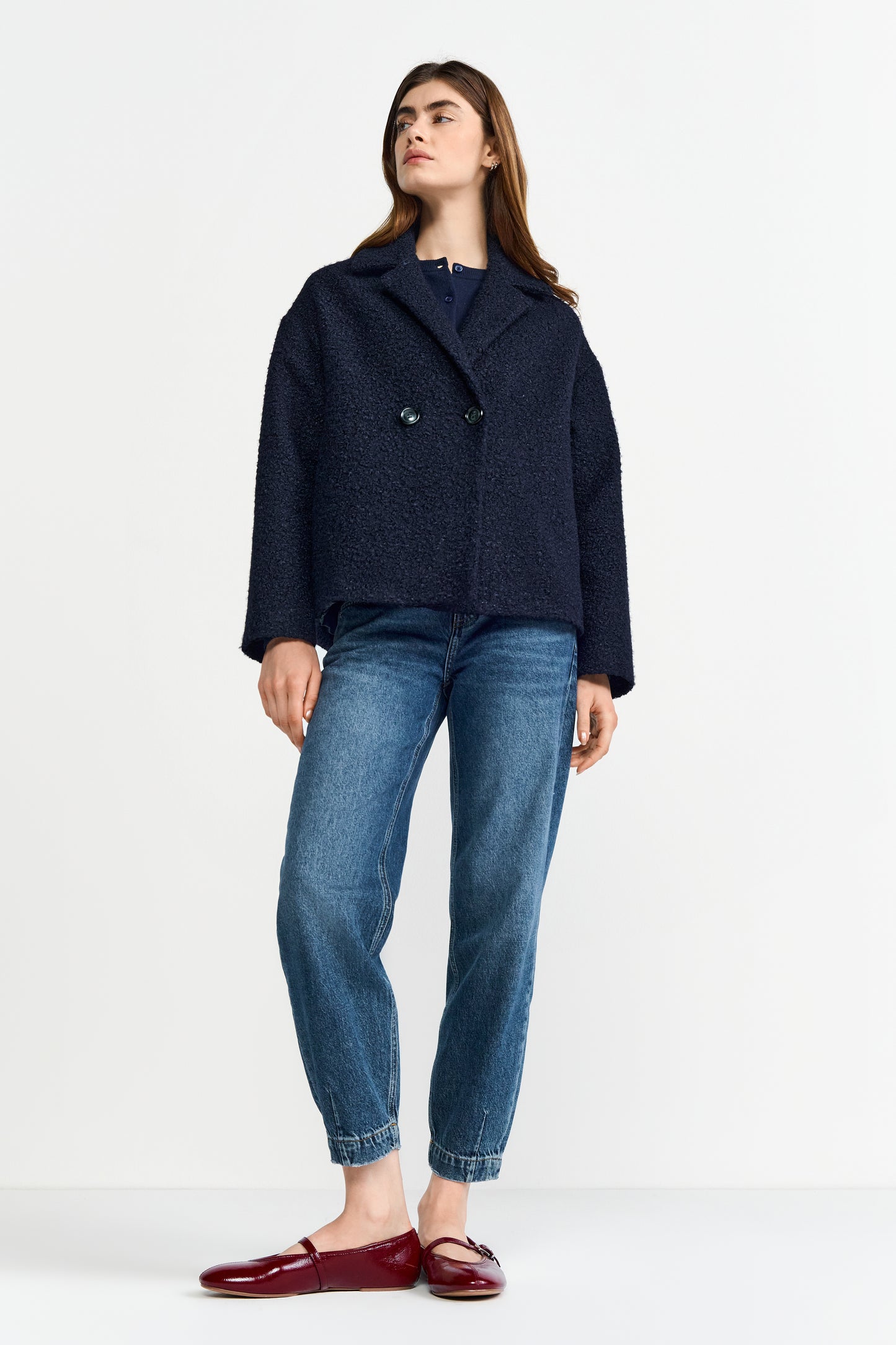Double Breasted Curly Oversize Jacket