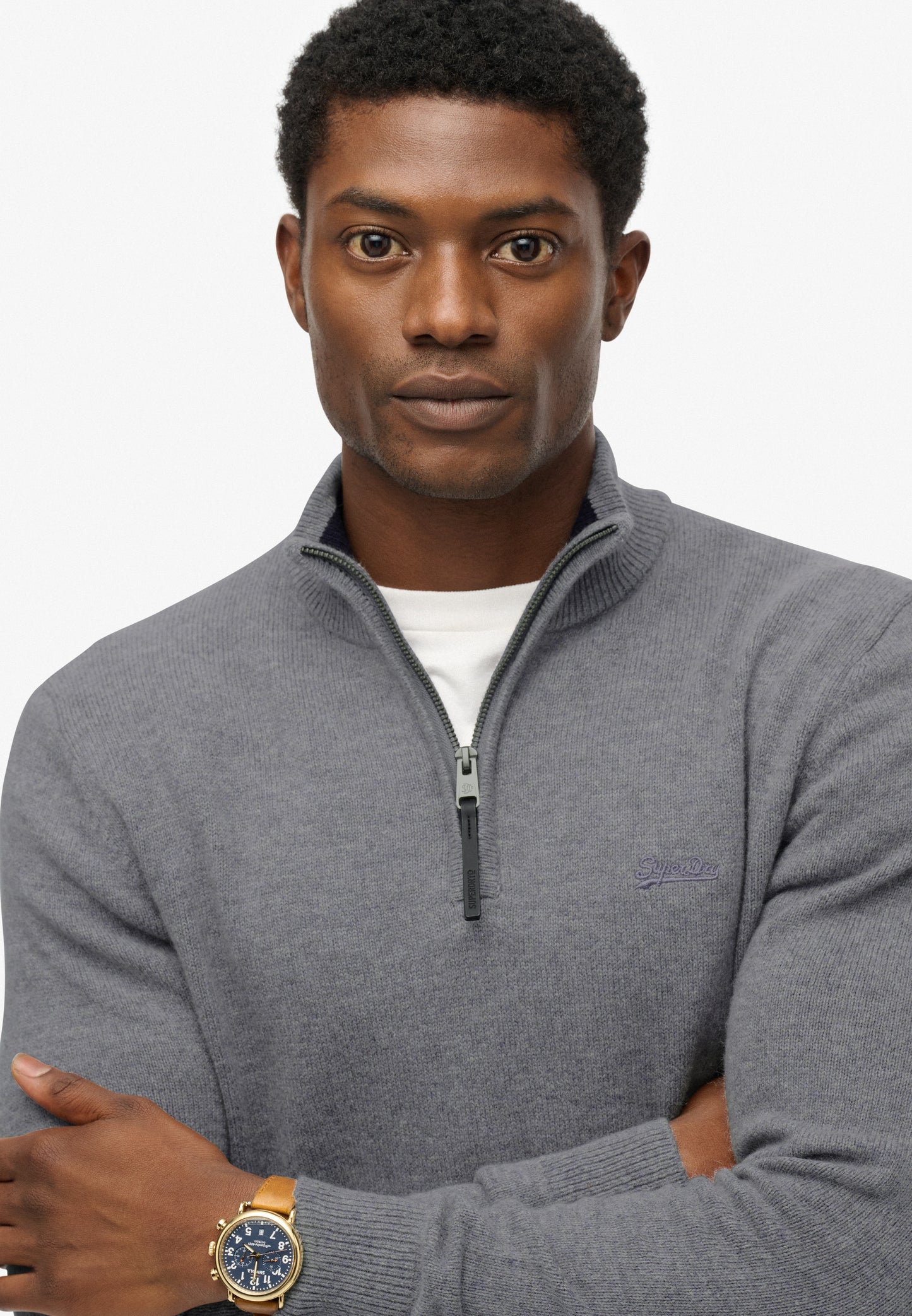 Wollmischung-Pullover mit Reißverschluss