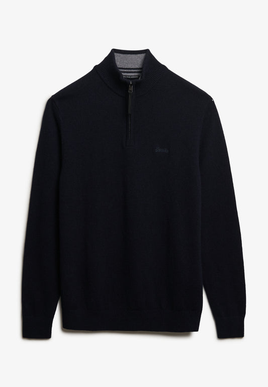 Pullover aus Wollmischung mit halbem Reißverschluss