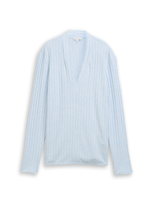 Cosy Langarmshirt mit V-Ausschnitt