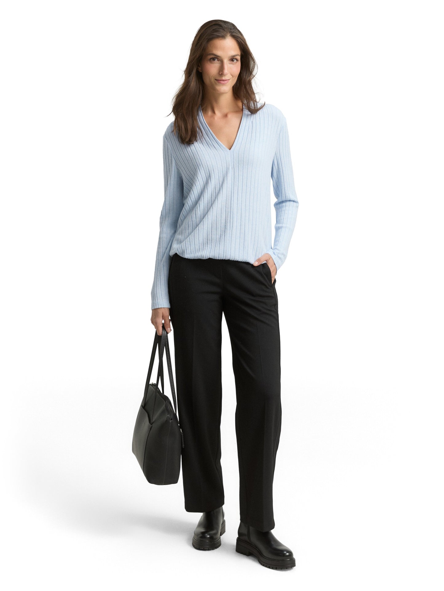Cosy Langarmshirt mit V-Ausschnitt