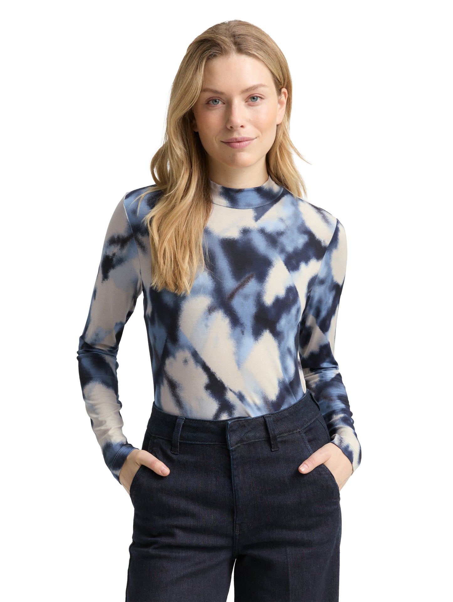 Slim Fit Langarmshirt mit Muster