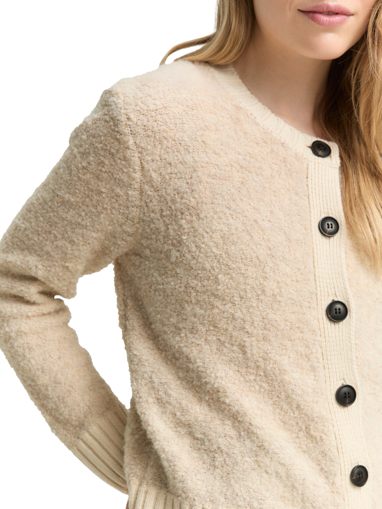 Bouclé Cardigan mit Wollanteil