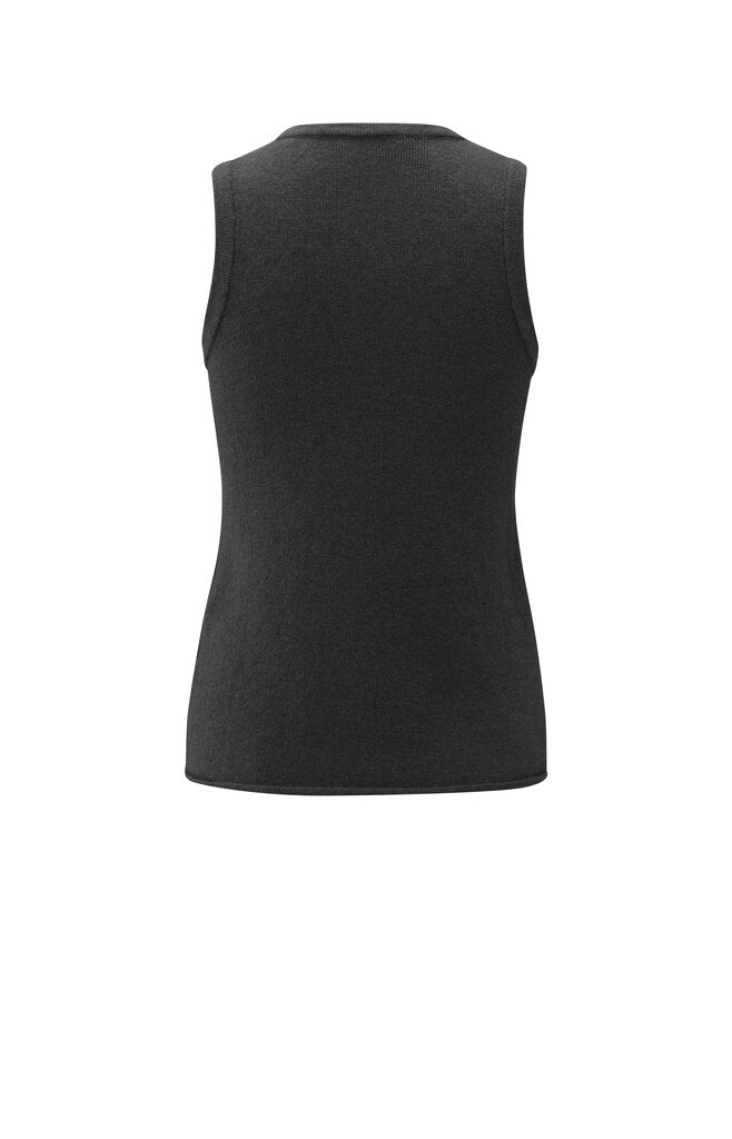 Deep v-neck sweater with top, OYSTER BLACK MELANGE