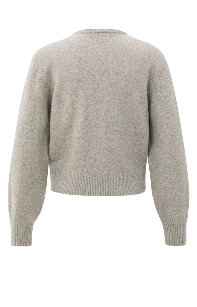 Cardigan with detachable woven, BROWNISH GREY
