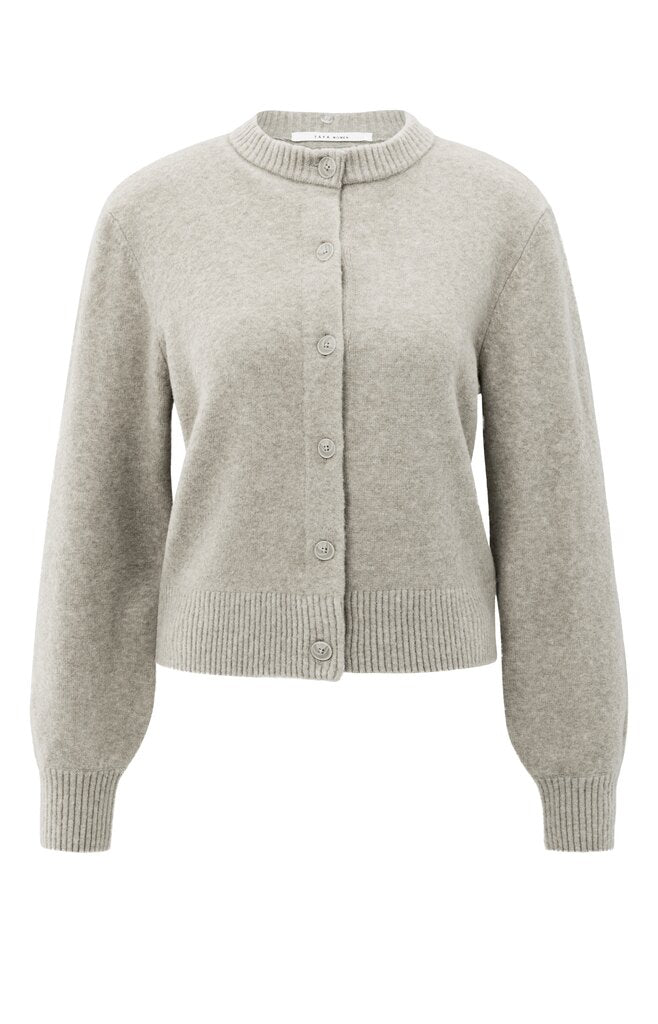 Cardigan with detachable woven, BROWNISH GREY