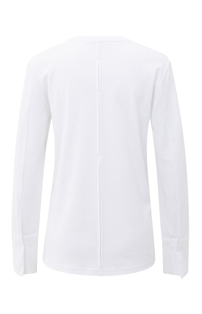 Long sleeve jersey top with wo, PURE WHITE