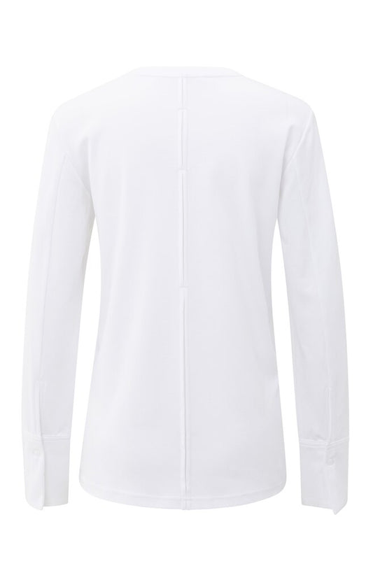 Long sleeve jersey top with wo, PURE WHITE