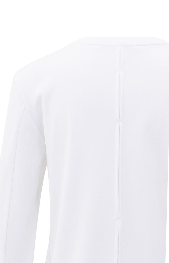 Long sleeve jersey top with wo, PURE WHITE
