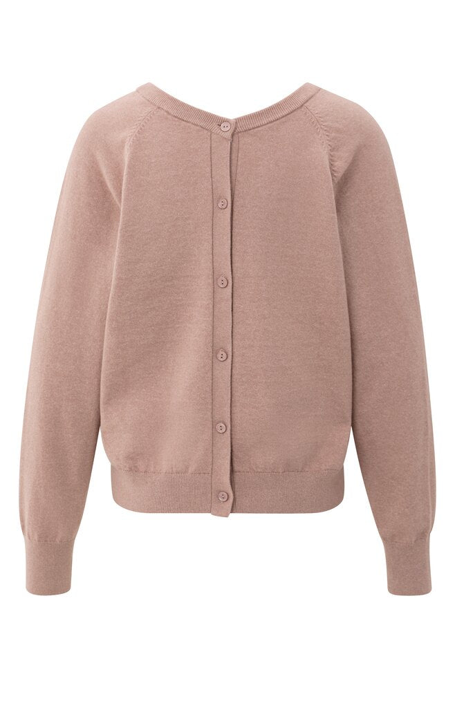 Double v-neck sweater with but, BLUSH PINK