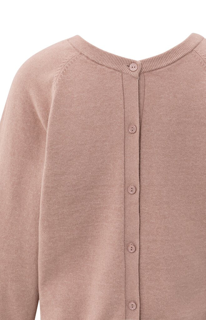 Double v-neck sweater with but, BLUSH PINK