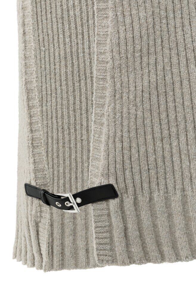Rib stitch spencer with detail, BROWNISH GREY MELANGE