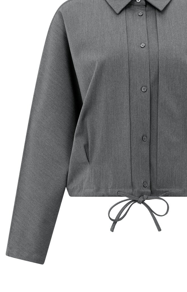 Blouse jacket with waist pleat, ANTHRACITE MELANGE
