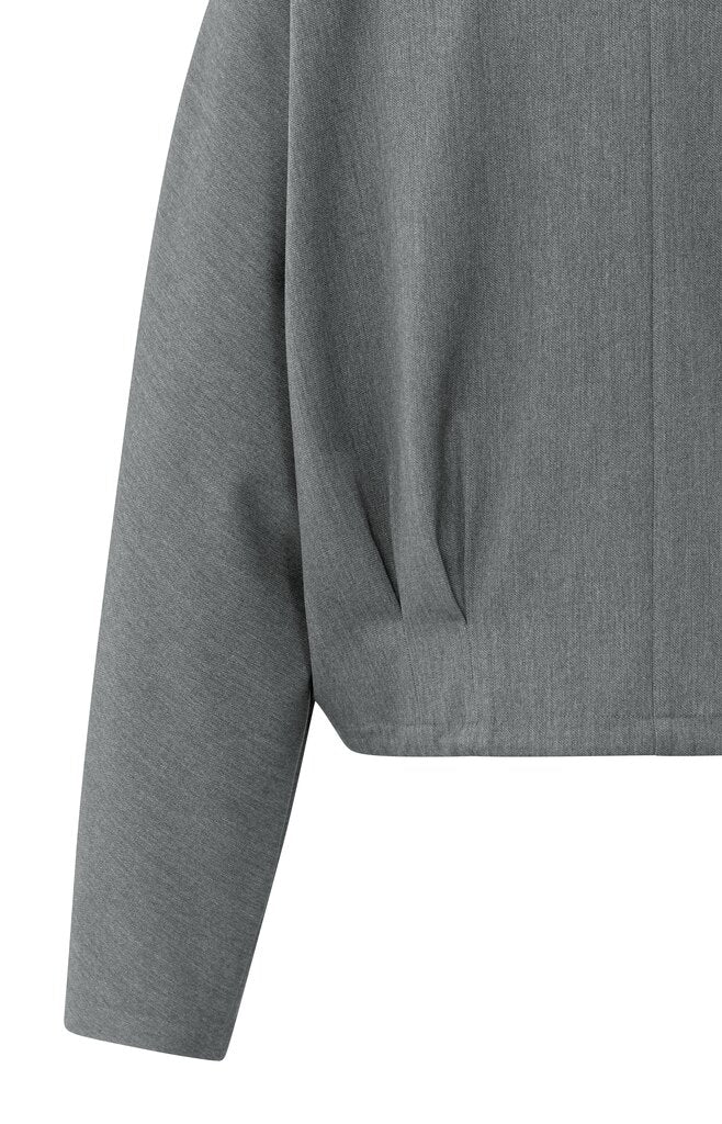 Blouse jacket with waist pleat, ANTHRACITE MELANGE
