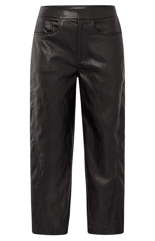 Faux leather carrot fit trouse, ANTHRACITE BROWN