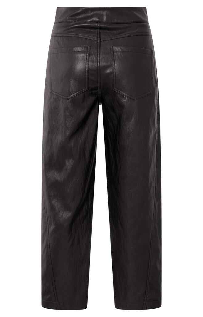 Faux leather carrot fit trouse, ANTHRACITE BROWN