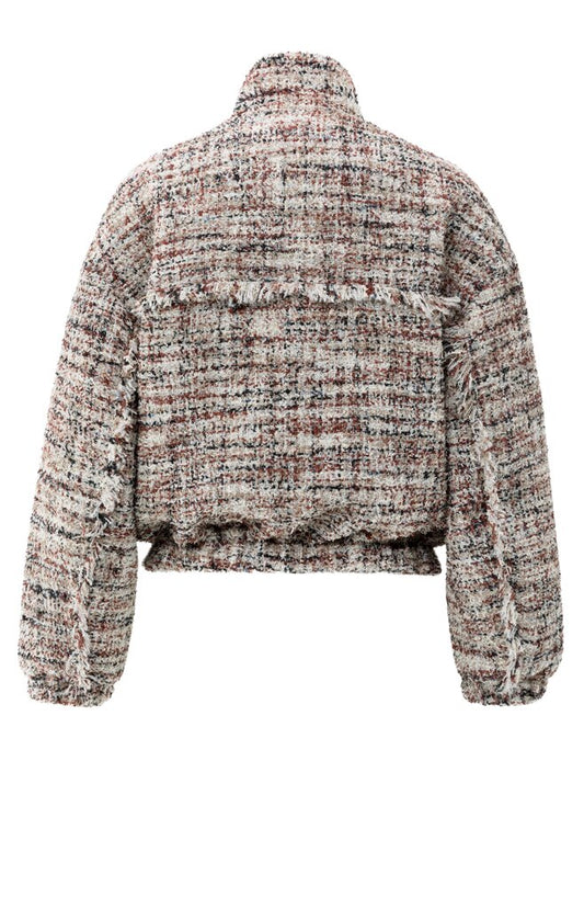 Boucle jacket with fringes, BLUSH PINK DESSIN