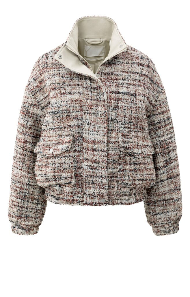 Boucle jacket with fringes, BLUSH PINK DESSIN