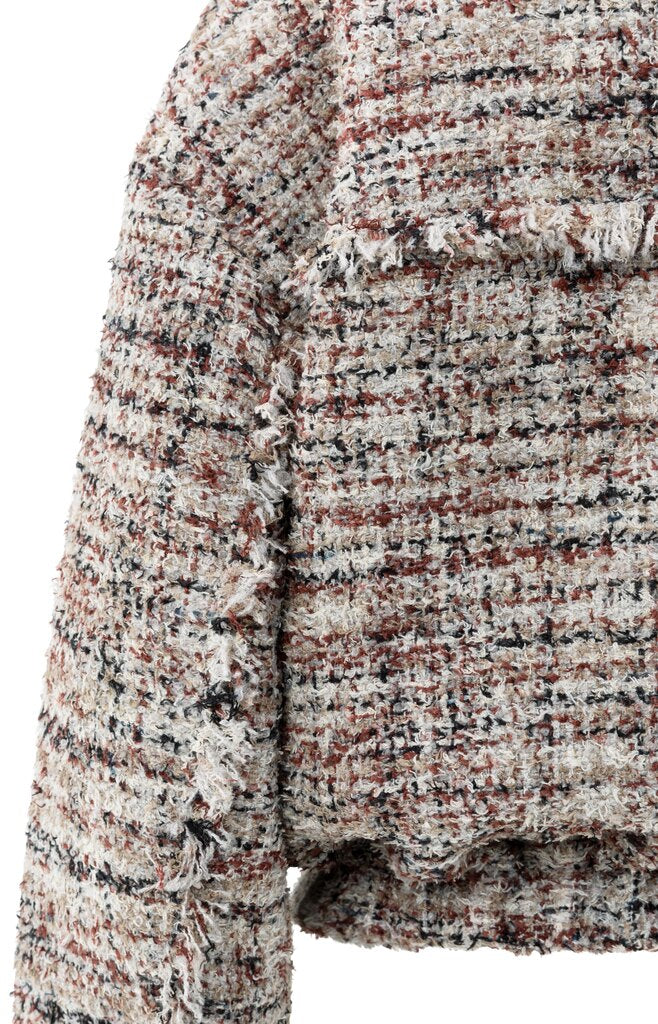 Boucle jacket with fringes, BLUSH PINK DESSIN
