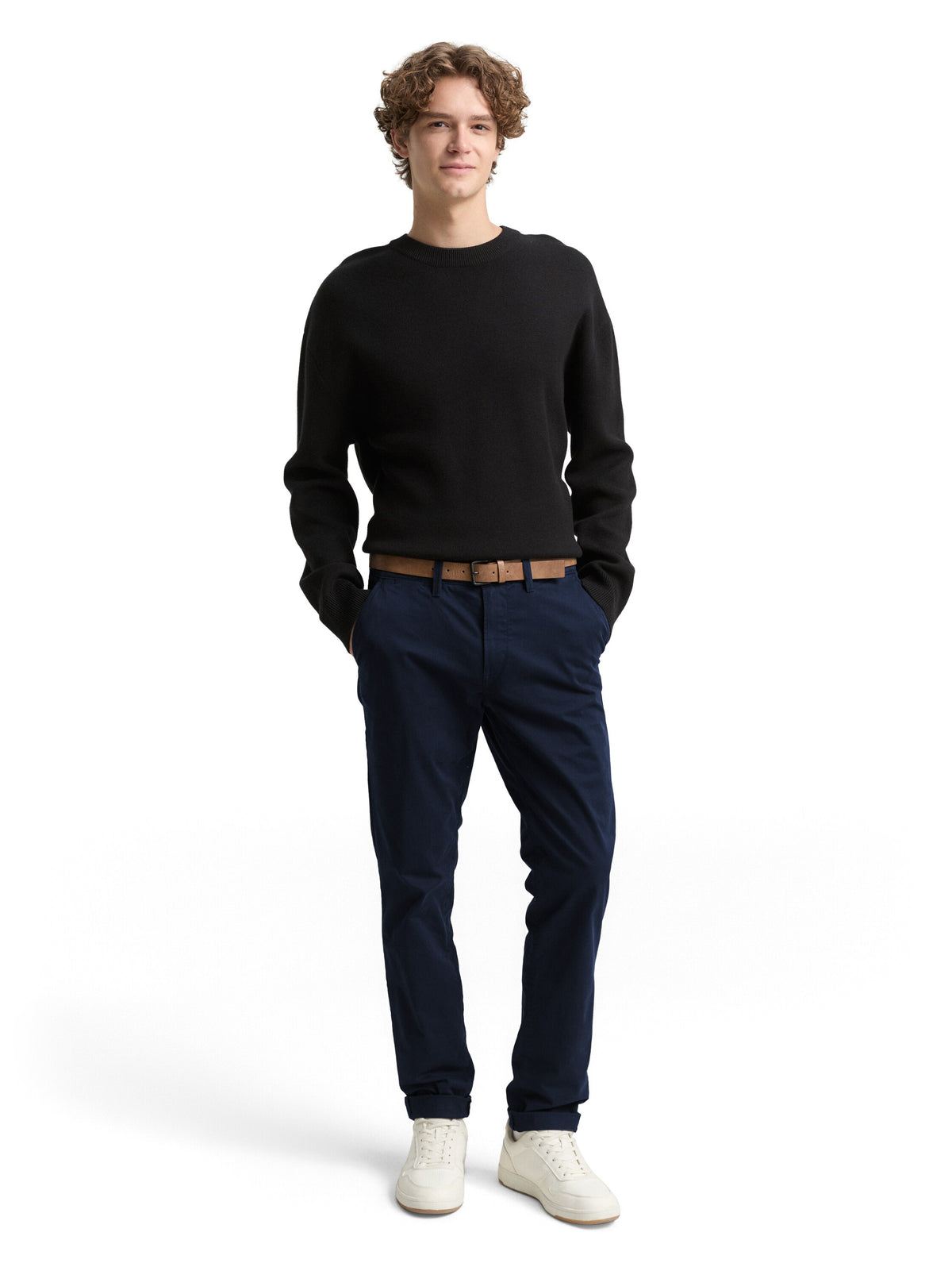 Slim Chino with belt, Sky Captain Blue