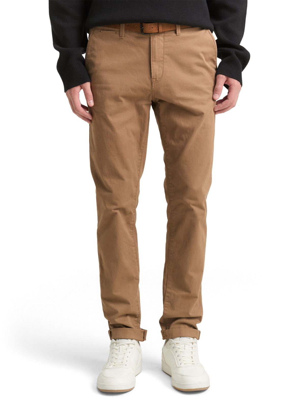 Slim Chino with belt, Honey Camel beige