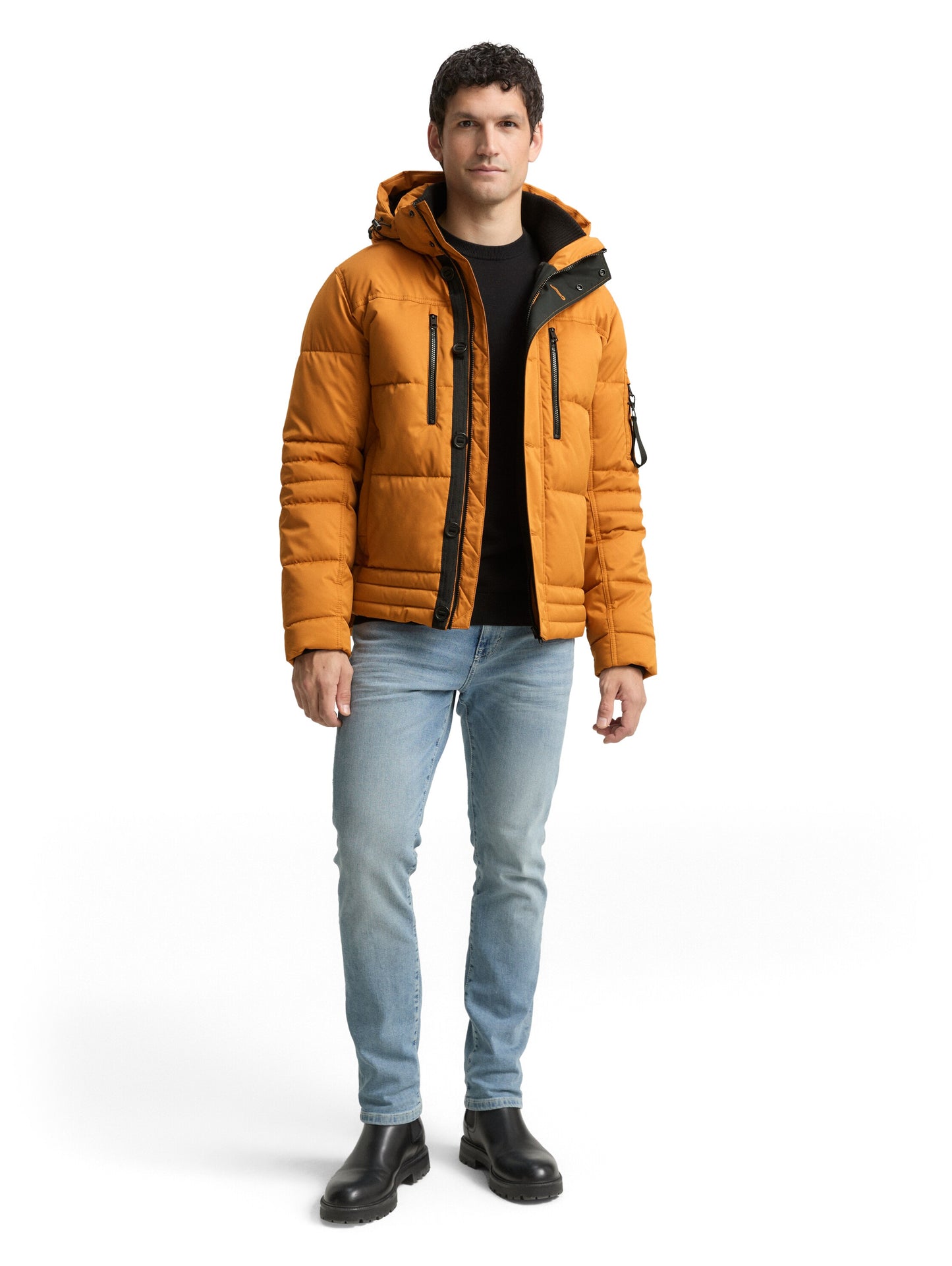 Puffer-Jacke mit abnehmbarer Kapuze