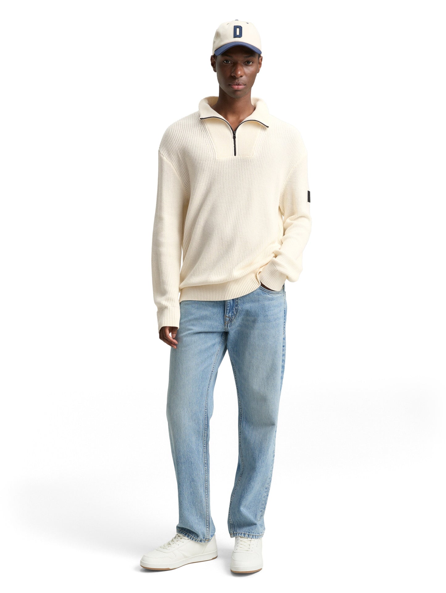 Relaxed Fit Troyer Strickpullover