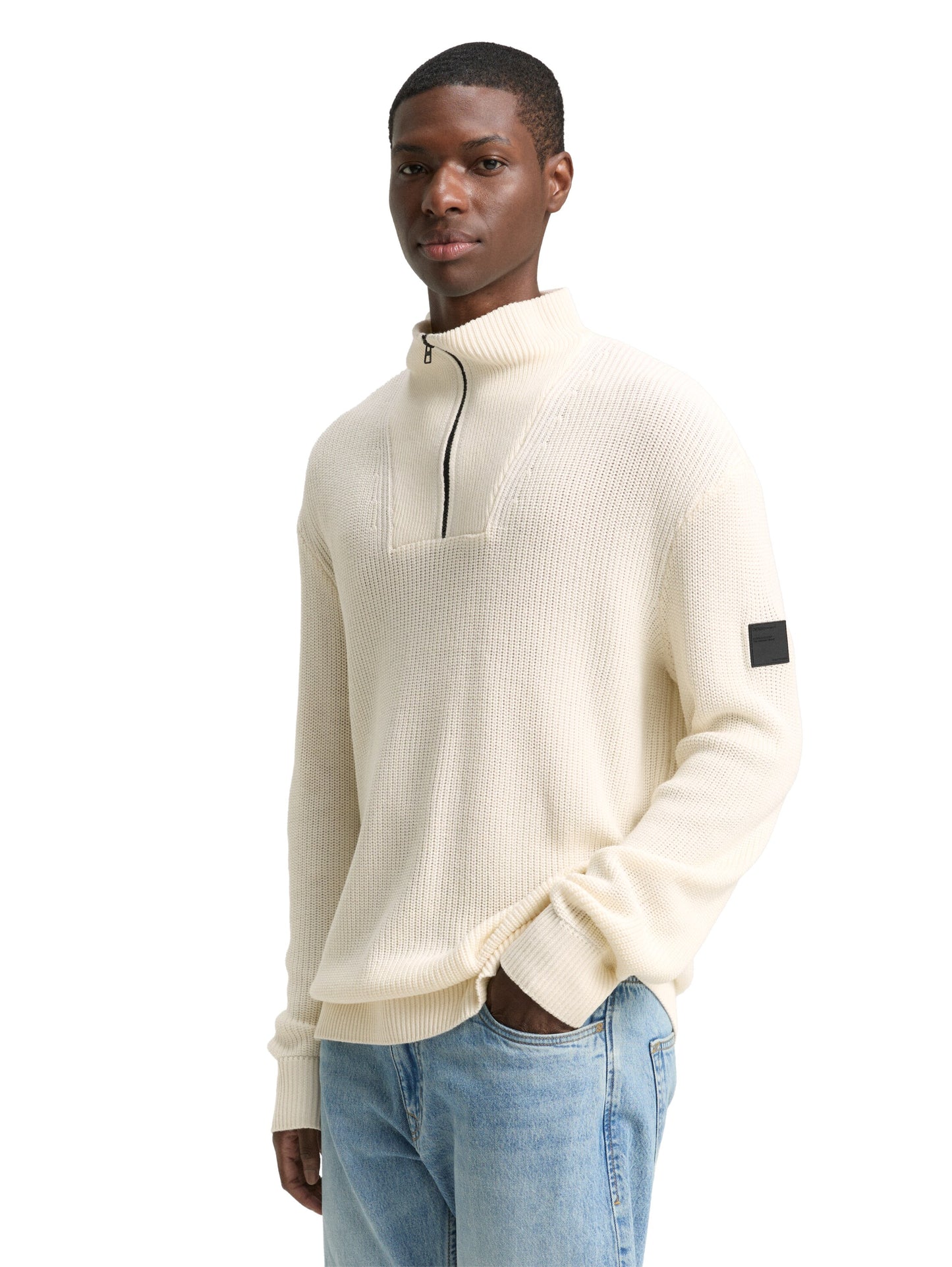 Relaxed Fit Troyer Strickpullover