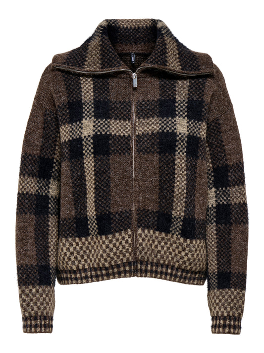 ONLMAROON LS ZIP COLLAR CARDIGAN KNT