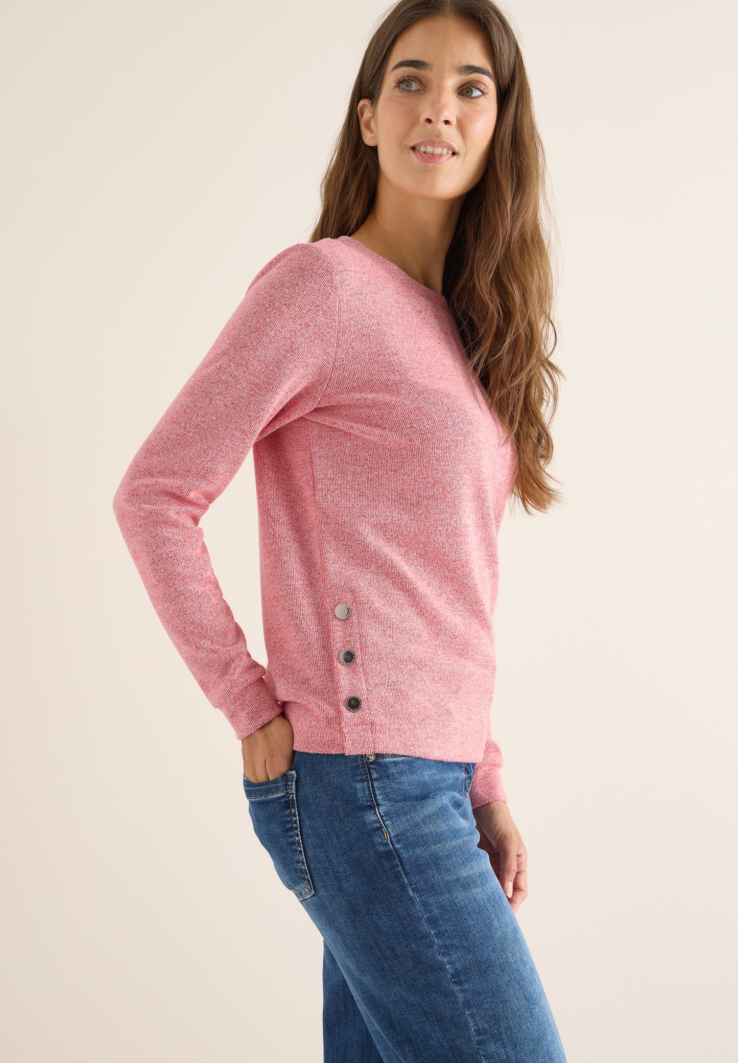 Melange Shirt mit Knöpfen