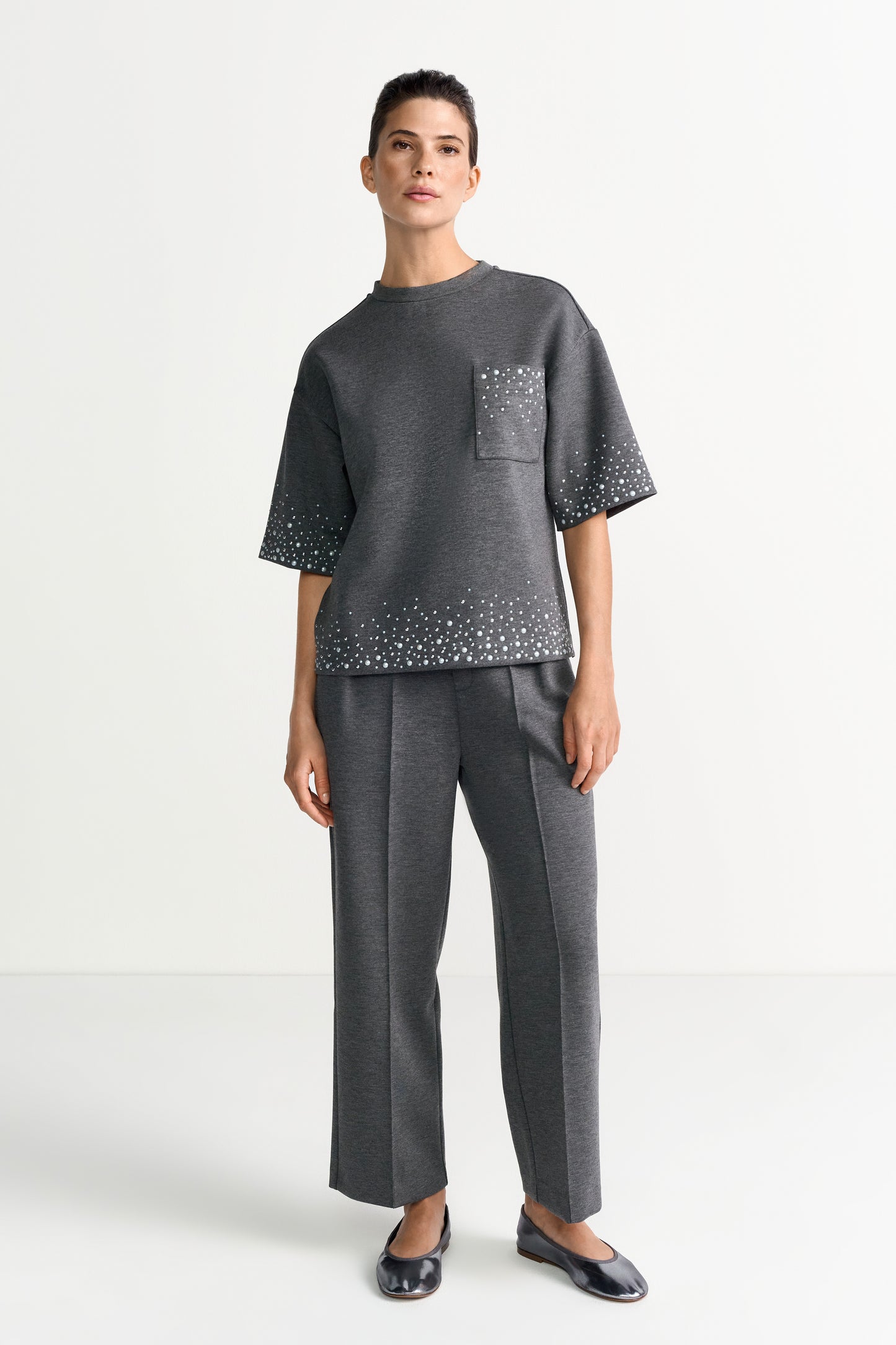 Scuba T-Shirt with Strass Appliaction