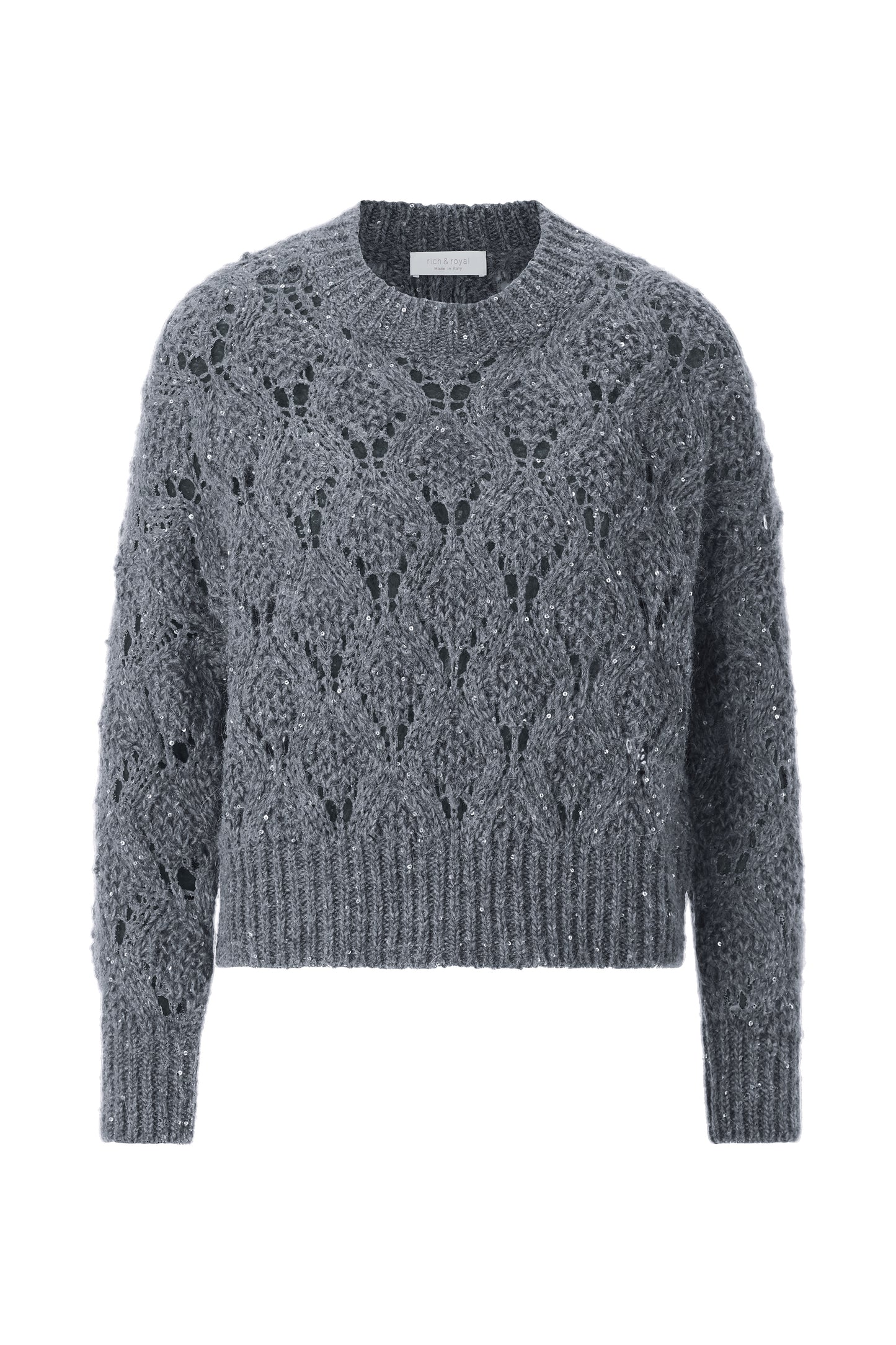 Ajour Sequince Pullover, shadow grey