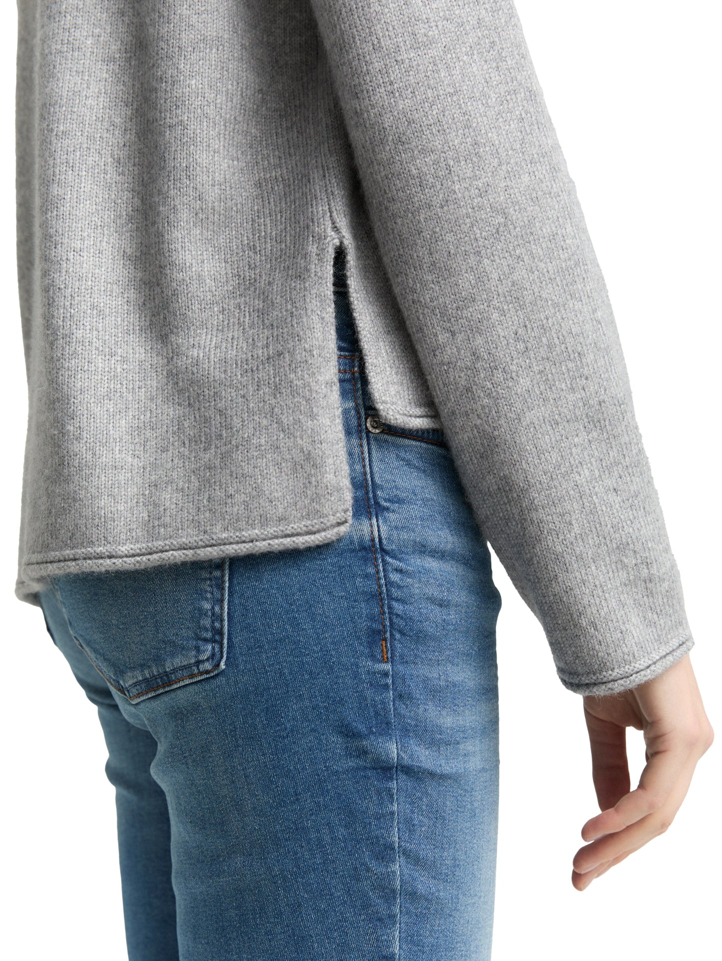 Loose Fit Strickpullover mit Stehkragen