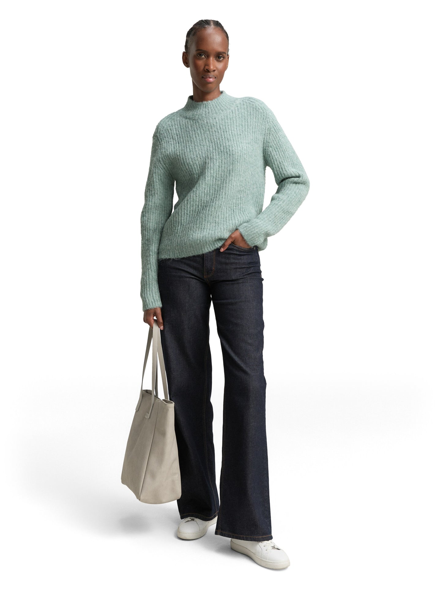 Relaxed Fit Strickpullover mit Stehkragen